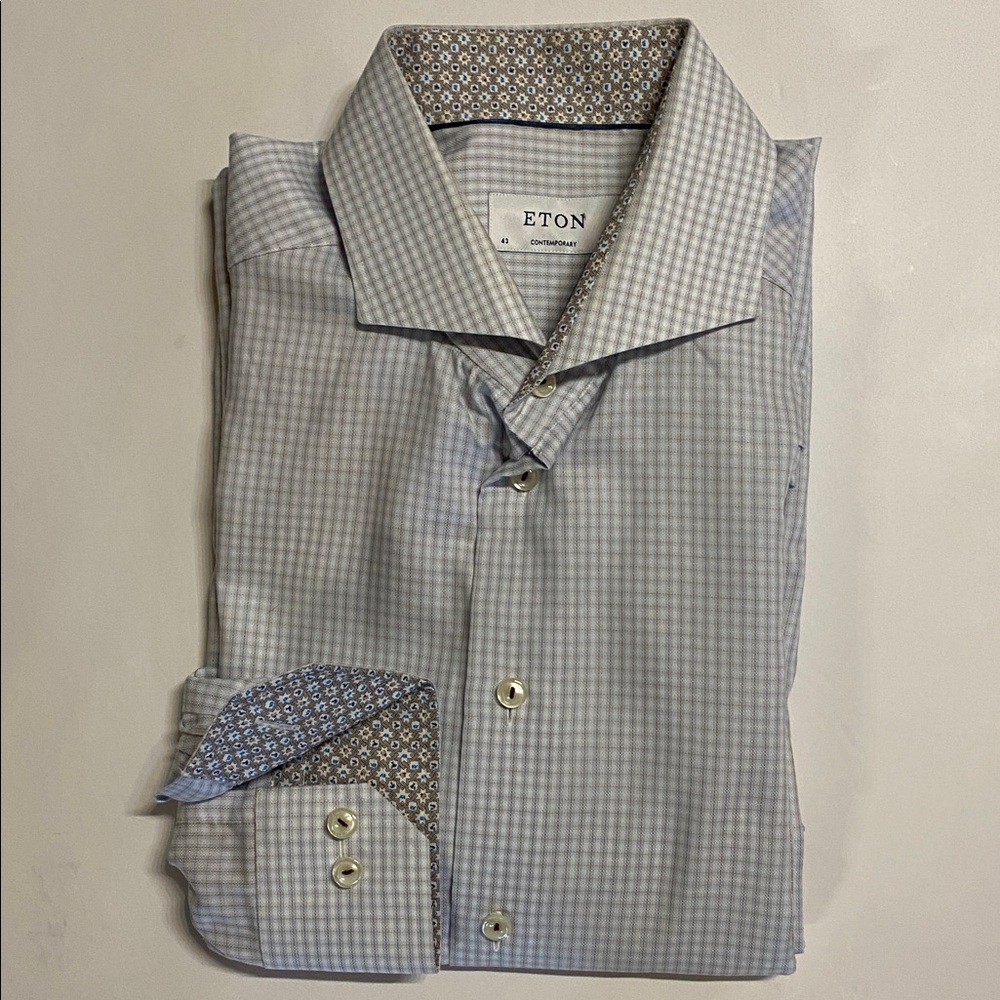 NWOT Eton Men's long sleeve dress shirt size 43 =17